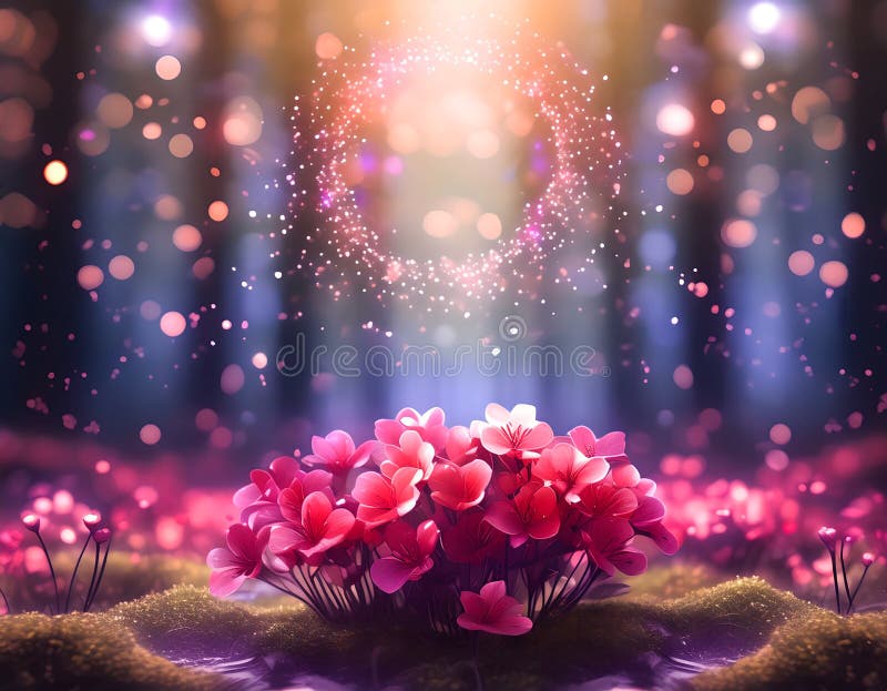 Foresta di fiori magici. immagine generativa royalty illustrazione gratis