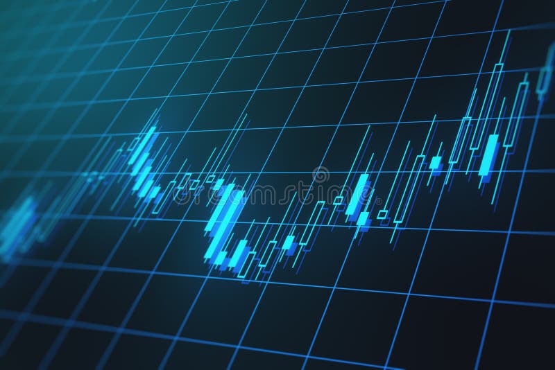 Forex Chart on Digital Screen with Glowing Candlestick at Squared