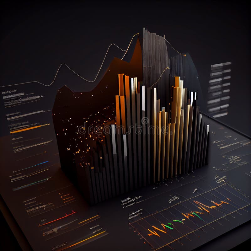 Forex Chart with Statistic Data and Market Quotes on Digital Screen Chart Ai Forex