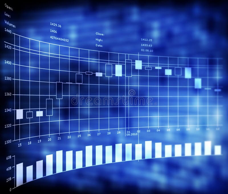 Commercio Forex indicatori con il giappone candele su sfondo blu.