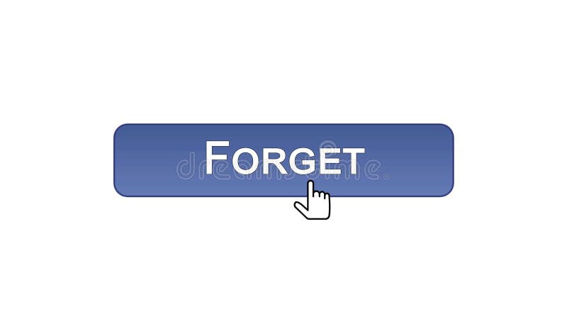Forget web interface button clicked with mouse cursor, violet color, mistake stock illustration
