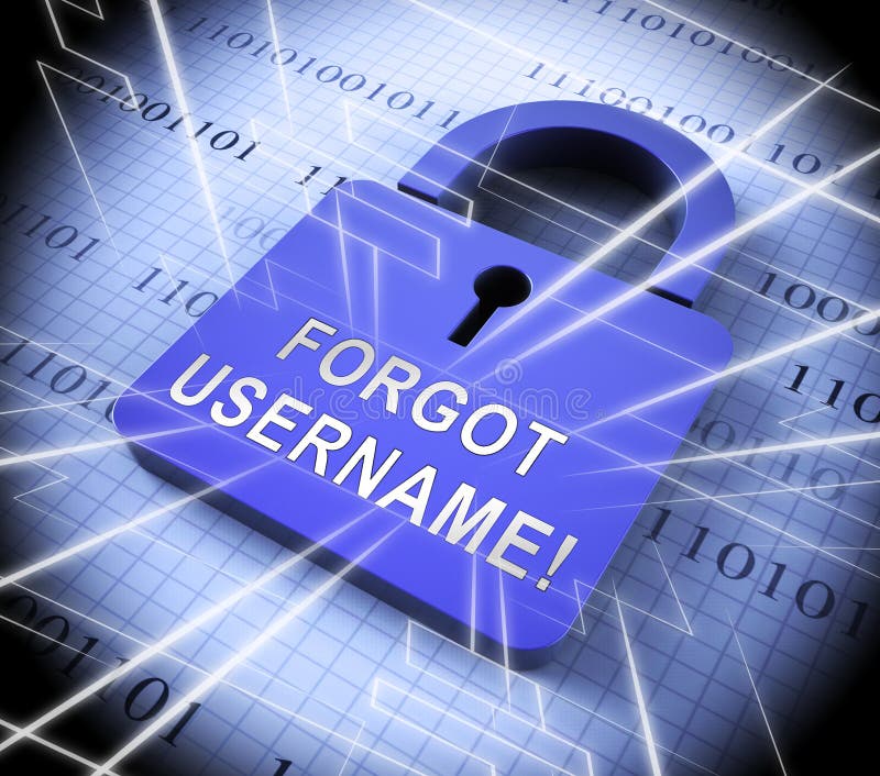 Forgot Username Padlock Means Wrong Userid Entered. Online Access Id Security Error - 3d Illustration. Online account log illustrations