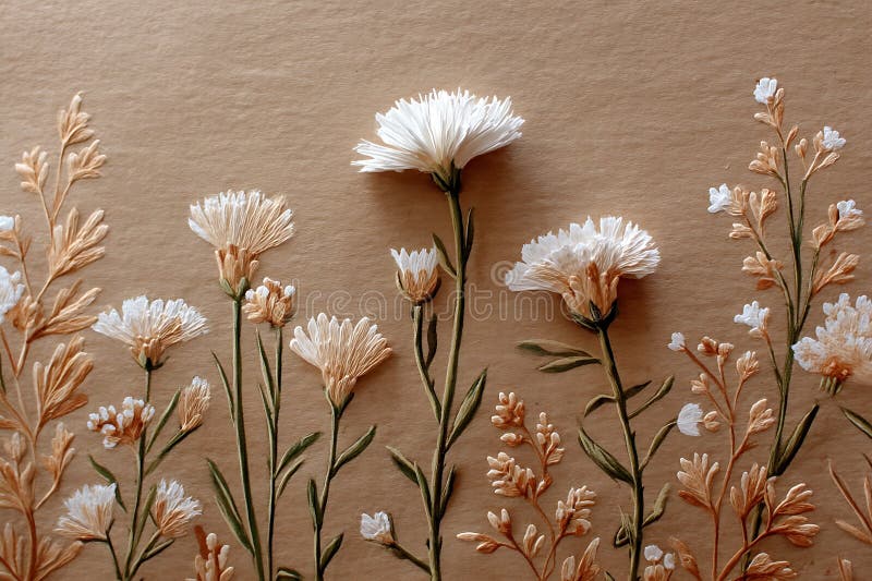 Fori ricamati delicati su uno sfondo di tessuto beige royalty illustrazione gratis