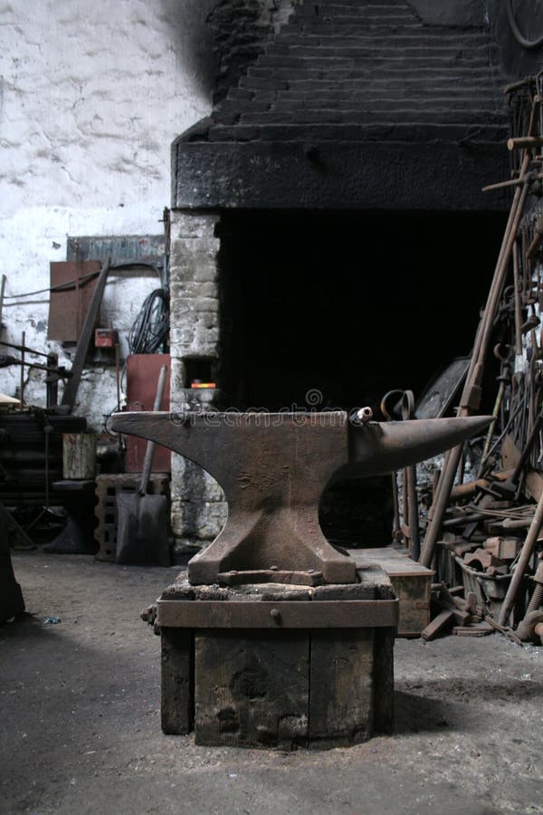 The forge is used to heat up the metal before it is hammered into a shape using the anvil which is in the front of the picture. The forge is used to heat up the metal before it is hammered into a shape using the anvil which is in the front of the picture.