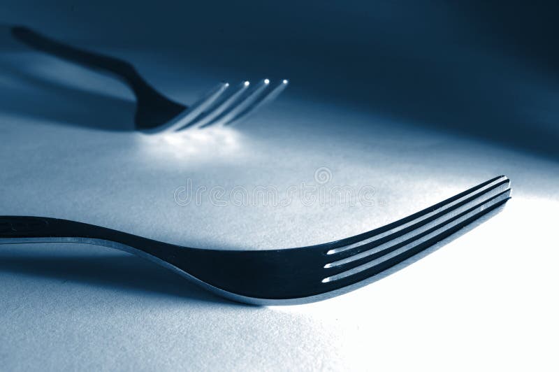 Fork in the kitchen stock image. Image of blue, space 9477689