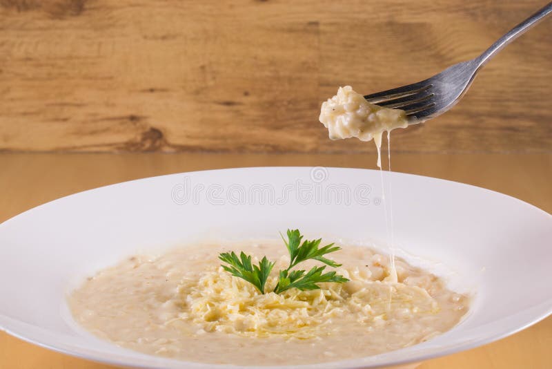Fork with Cheese Risotto. Italian Cuisine Stock Image Image of italy