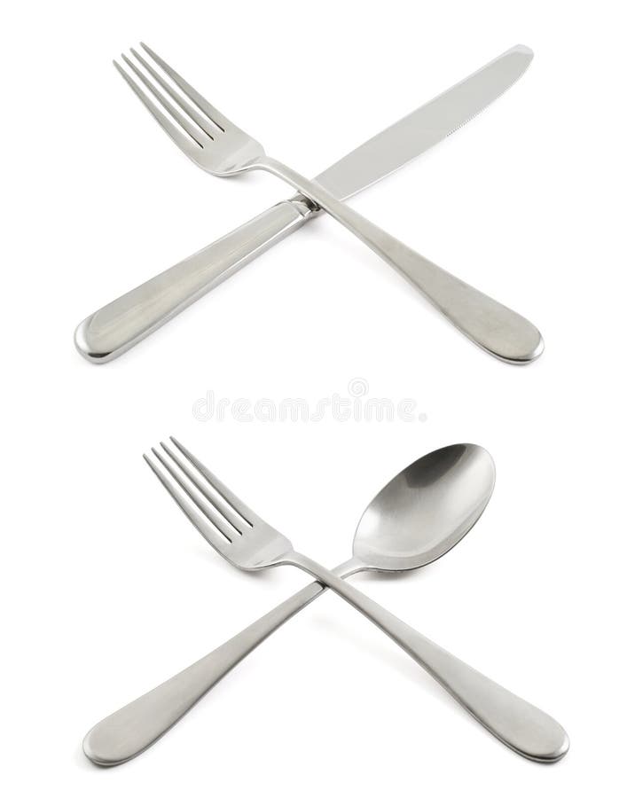 Two Cutlery Compositions Isolated Stock Image Image of clean