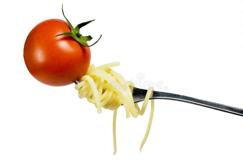 Fork with Fresh Tomato and spaghetti