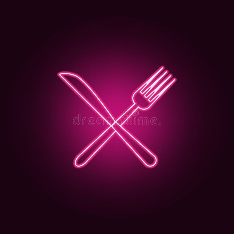 Fork and Knife Icon. Elements of Hotel in Neon Style Icons. Simple Icon