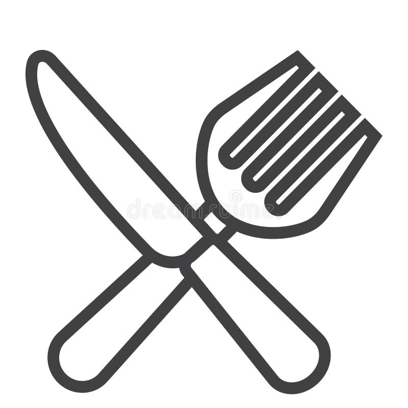 Fork And Knife Line Icon Dinner And Restaurant Stock Vector Illustration Of Dishware Group