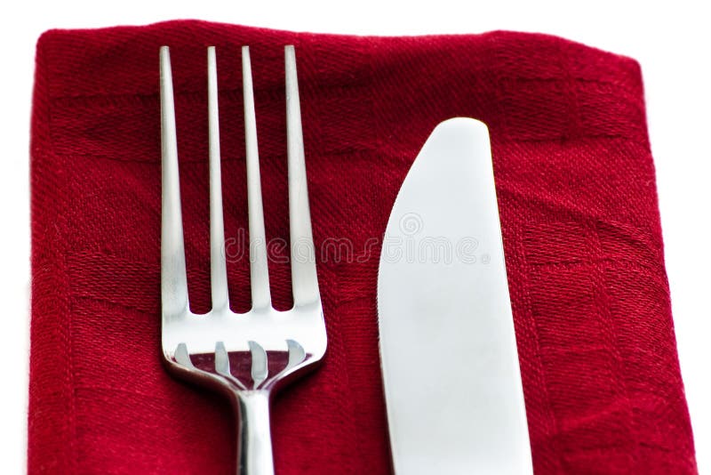 Fork and knife on plate stock image. Image of tableware 10025557