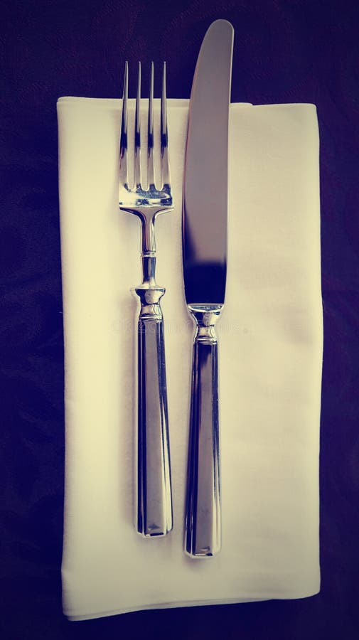 Fork, Knife and Napkin on Table Stock Image Image of restaurant, dinner 32630175