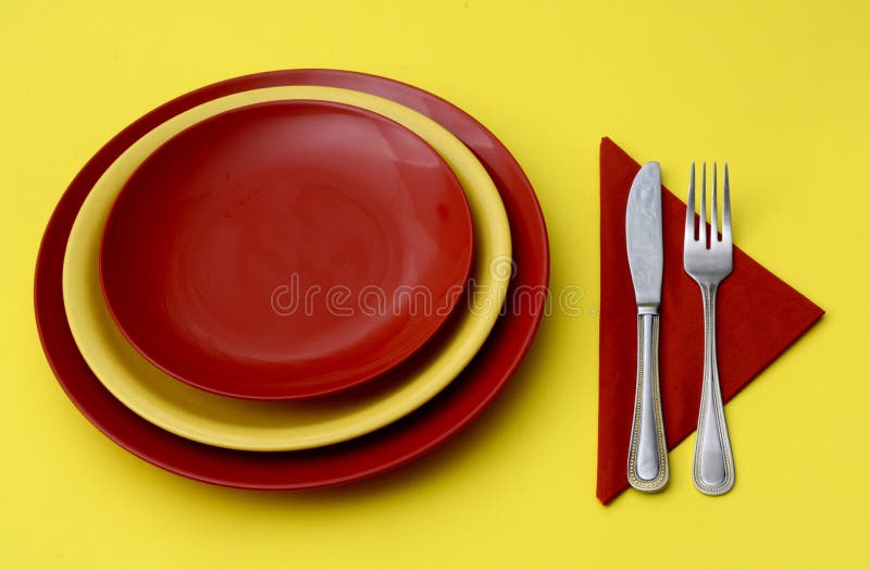 Fork with Knife, Plates and Napkin Stock Photo Image of dinner, knife 45521236