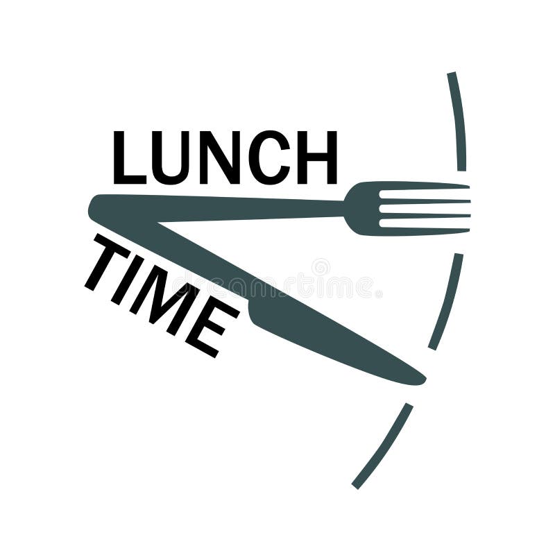 Clock with Fork, Knife As Clock Hands Shows Time. Stock Vector