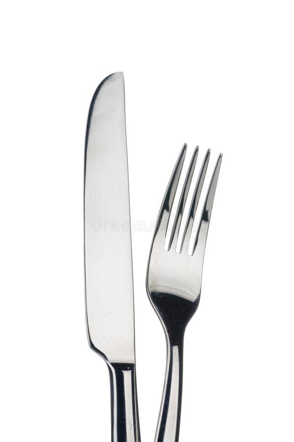 Fork and knife on white