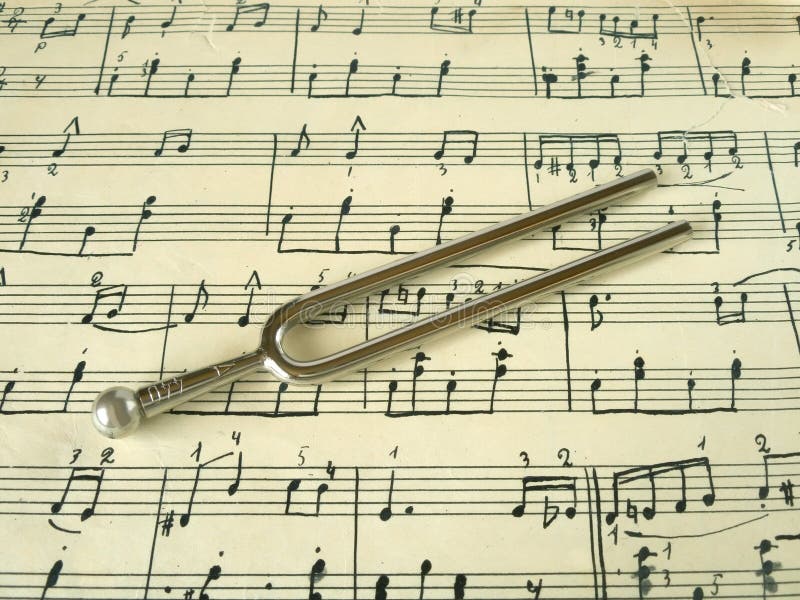 Fork on old sheet music