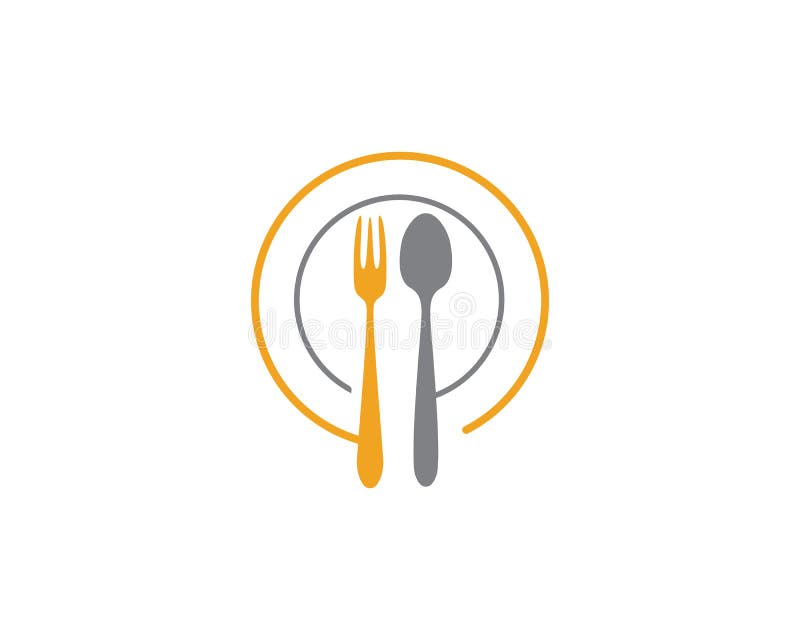 Fork, plate, spoon icon vector stock illustration