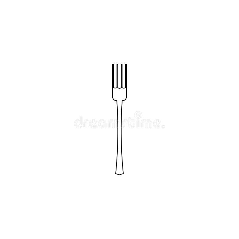 Fork Silhouette Outline Icon. Vector Illustration on White Stock