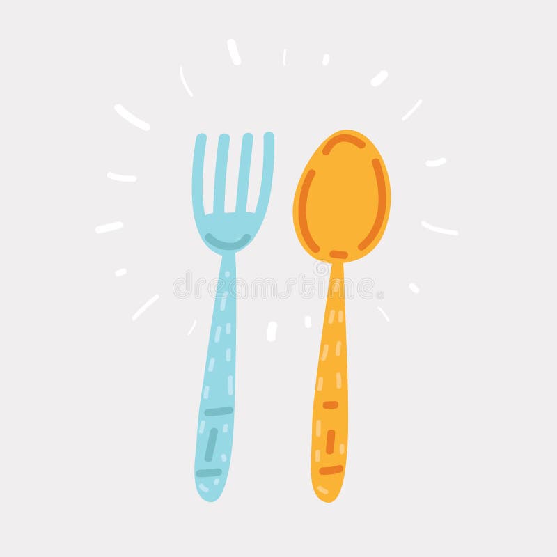 Fork And Spoon Hand Drawing. Stock Vector Illustration of fork