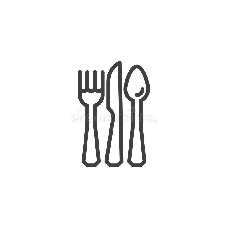 Baby spoon and fork thin line icon outline symbol Vector Image