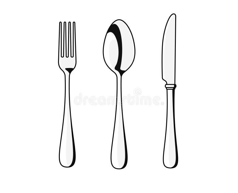 Fork, spoon and knife stock vector. Illustration of shiny 52008328