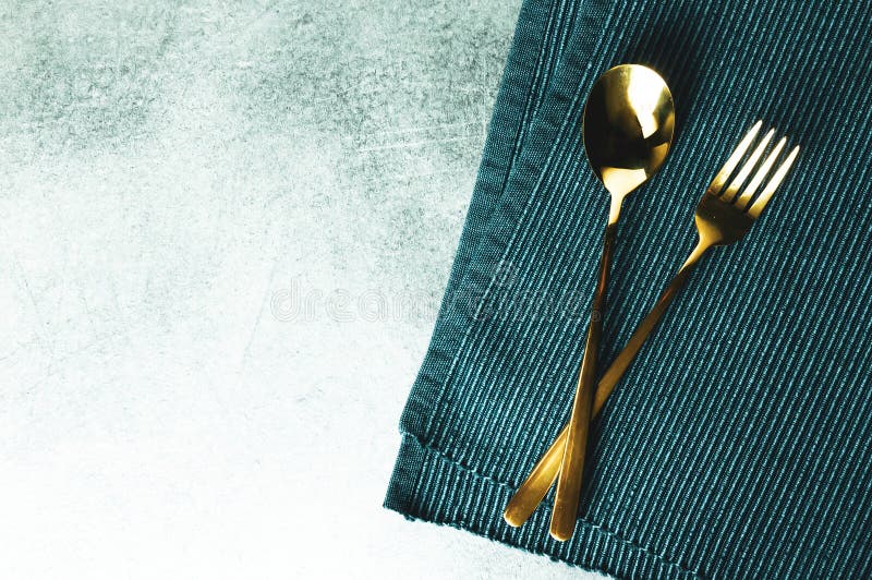 Fork And Spoon On Table Background With Space Stock Image Image of