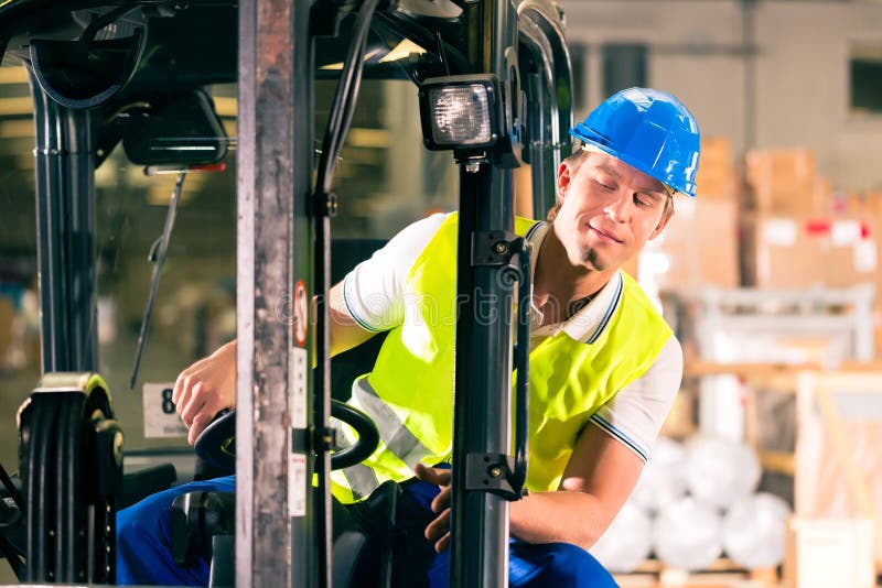 Forklift Driver at Warehouse of Forwarding Stock Photo Image of