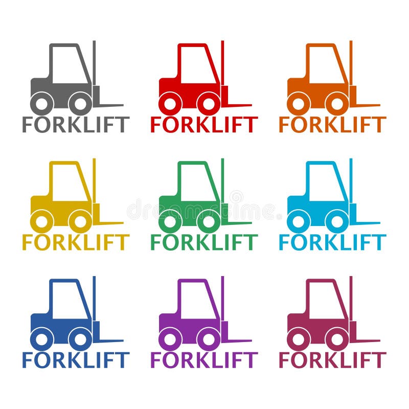 Forklift icon isolated on white background. Set icons colorful royalty free illustration