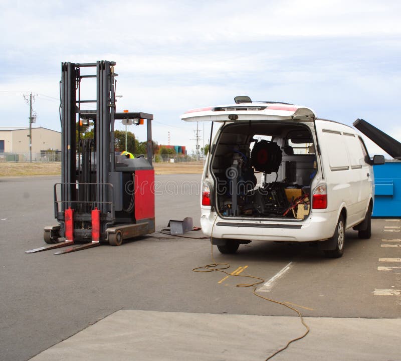Forklift repair stock image. Image of industry, mechanic 1949397