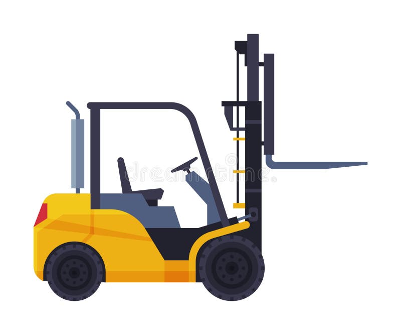 Forklift Truck Special Vehicle Flat Style Vector Illustration On White