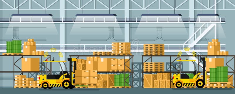Forklift διανομής αποθηκών εμπορευμάτων αυτόματο αυτοκίνητο απεικόνιση αποθεμάτων Forklift διανομής αποθηκών εμπορευμάτων αυτόματο αυτοκίνητο απεικόνιση αποθεμάτων