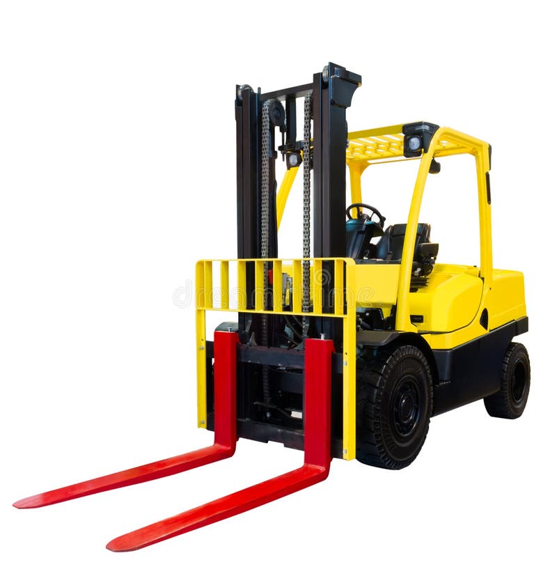 Forklift ładowacza barłogu stertnika ciężarówki wyposażenia kolor żółty odizolowywający na białym tle zdjęcia royalty free Forklift ładowacza barłogu stertnika ciężarówki wyposażenia kolor żółty odizolowywający na białym tle zdjęcia royalty free