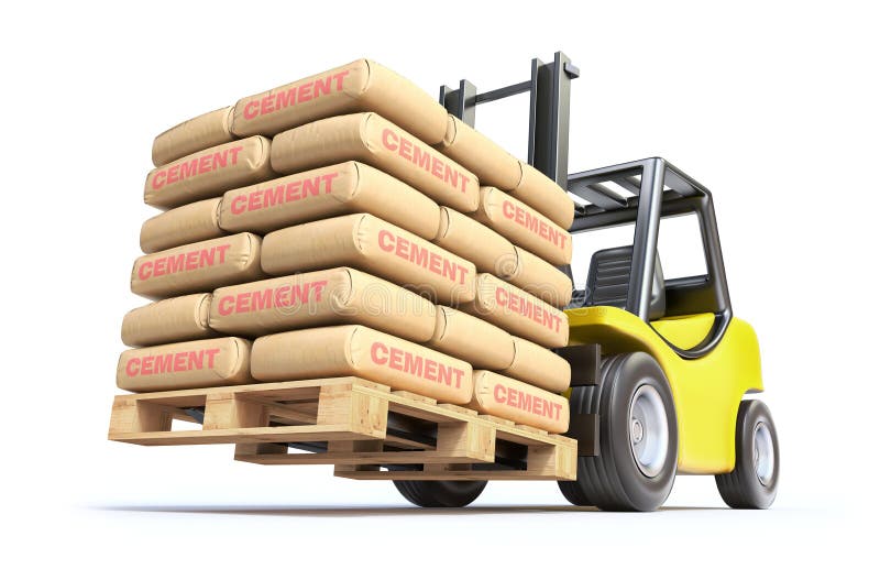 Forklift με τους σάκους τσιμέντου απεικόνιση αποθεμάτων Forklift με τους σάκους τσιμέντου απεικόνιση αποθεμάτων