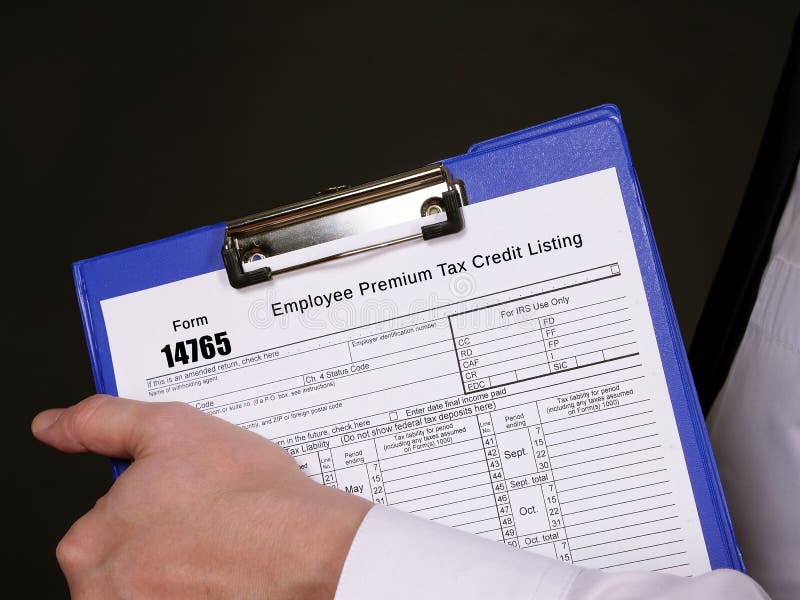 form-14765-employee-premium-tax-credit-listing-stock-image-image-of