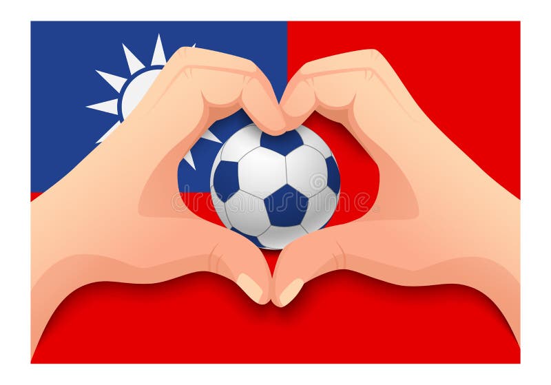 Form för hjärta för för Taiwan fotbollboll och hand vektor illustrationer