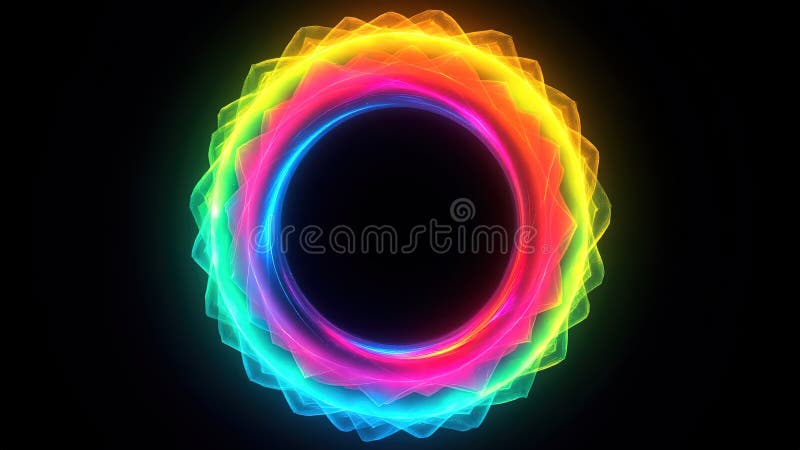 Forma astratta colorata con luce radiante in sfondo scuro royalty illustrazione gratis