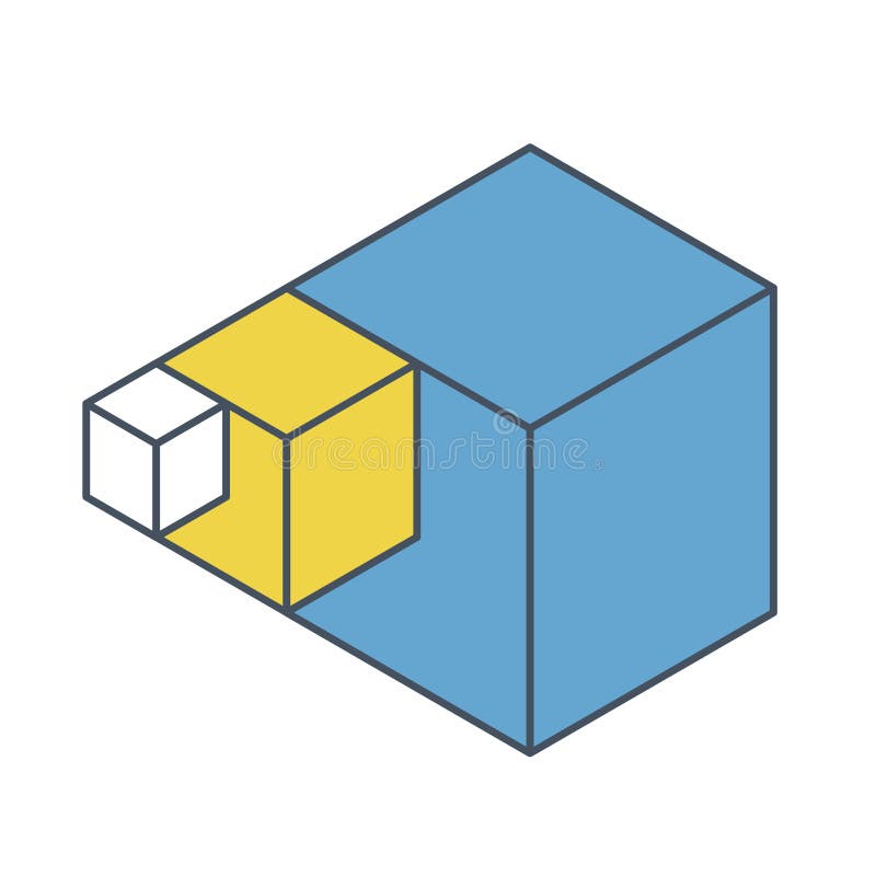Forma astratta di vettore del cubo Marca isometrica descritta di istituzione scientifica, forma minimalistic del blocco illustrazione di stock Forma astratta di vettore del cubo Marca isometrica descritta di istituzione scientifica, forma minimalistic del blocco illustrazione di stock