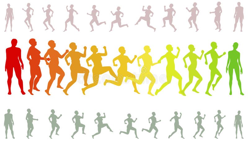 Sagome di donne che corrono e perdono peso illustrazione vettoriale