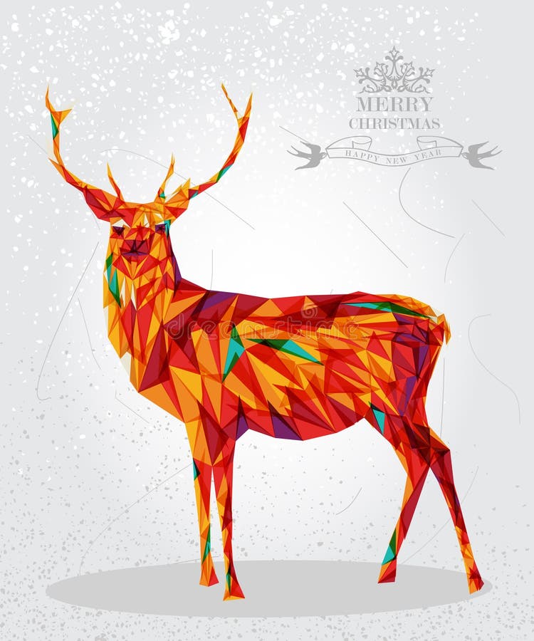 Forma colorida da rena do Feliz Natal. ilustração royalty free Forma colorida da rena do Feliz Natal. ilustração royalty free