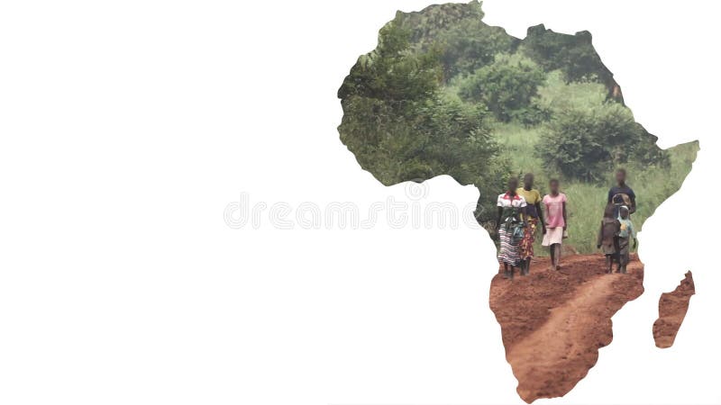 Forma continente de África con caminar borroso de la gente