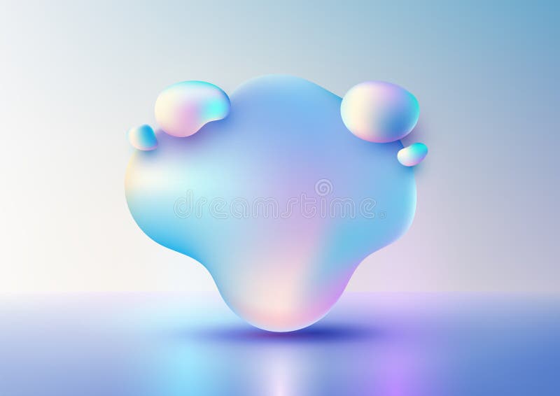Forma de fluido 3d abstracto con gradiente iridiscente holográfico fondo moderno de diseño de tecnología futurista stock de ilustración