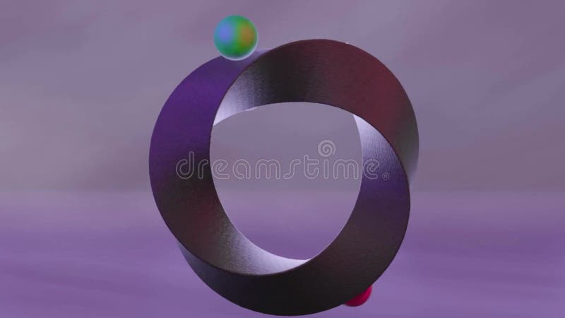 Forma de toro rugoso púrpura abstracta tira de tres bolas girando