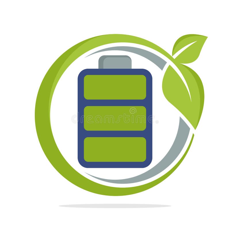 Forma del cerchio dell'icona di logo con il concetto ecologico della batteria illustrazione vettoriale Forma del cerchio dell'icona di logo con il concetto ecologico della batteria illustrazione vettoriale