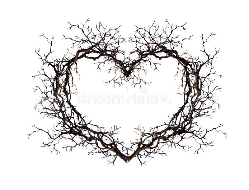 Forma del cuore - avvolga dai rami, ramoscelli Acquerello per progettazione del tatuaggio