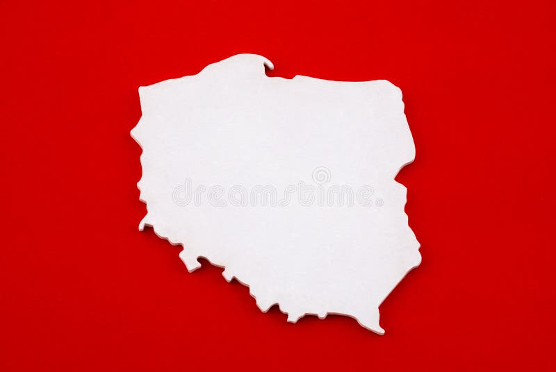 Forma della mappa di polonia su rosso