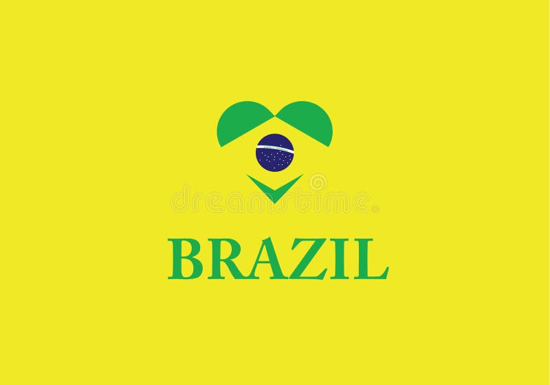 Forma Do Coração Brasil Símbolo Do Amor Símbolo Nacional Bandeira Emblema  Do País Ilustração do Vetor - Ilustração de jogo, forma: 184509190