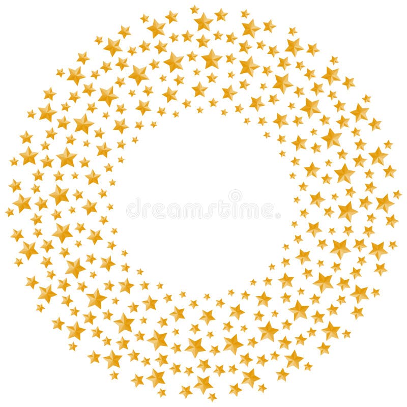Forma do círculo do teste padrão da cor do ouro da estrela do Natal ilustração stock Forma do círculo do teste padrão da cor do ouro da estrela do Natal ilustração stock