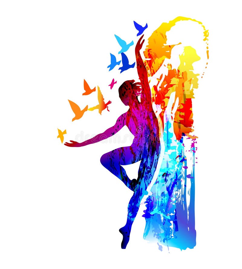 Forma fisica del ballerino di balletto, aerobica Ginnastica ritmica - icona vectorial colorata Illustrazione di vettore