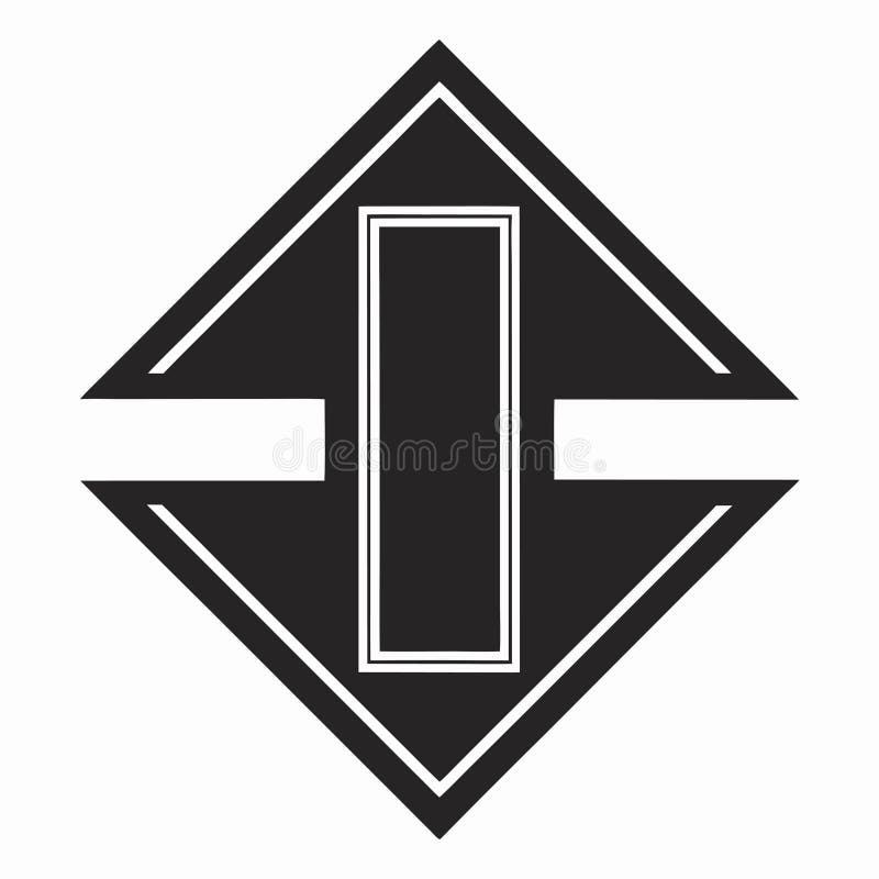 Forma geometrica astratta con lettera i all'interno di un disegno di rombo bianco e nero royalty illustrazione gratis