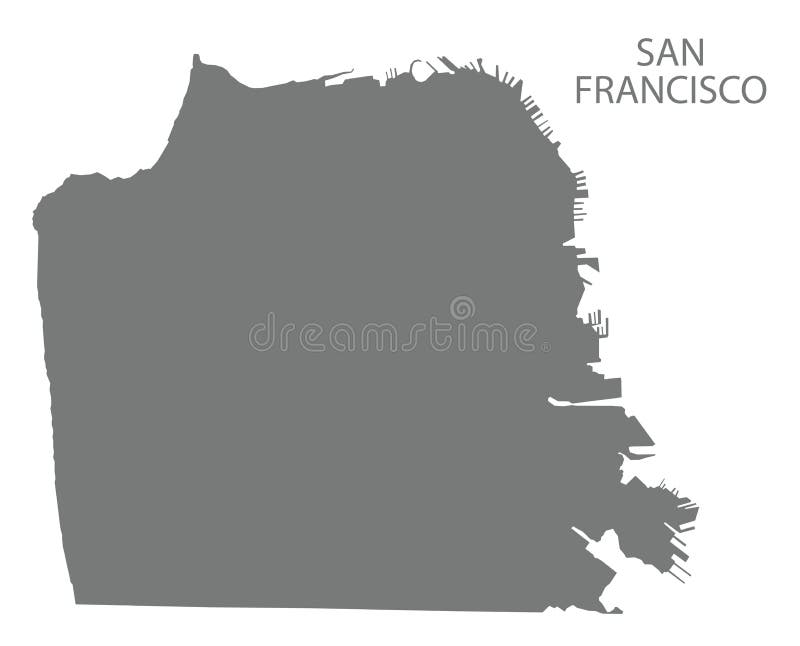 Forma grigia della siluetta dell'illustrazione della mappa della città di San Francisco illustrazione di stock Forma grigia della siluetta dell'illustrazione della mappa della città di San Francisco illustrazione di stock